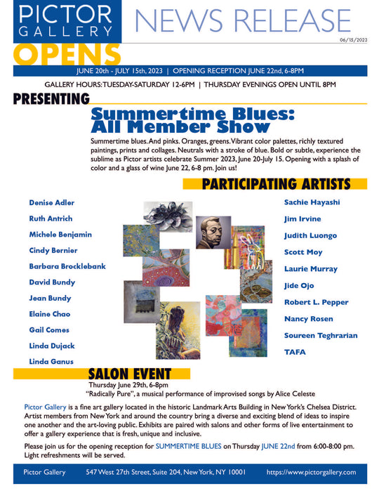 Pictor Gallery presents "Summertime Blues" All-Member Show opening June 20 - July 15, 2023