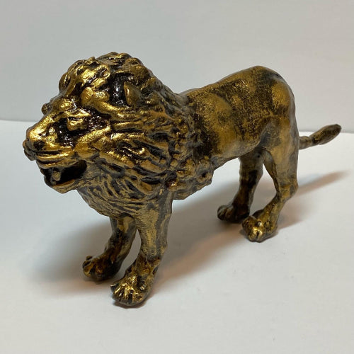 Michele Benjamin Art Bronze Sculpture, Joyful Lion, 8 inches L, available at Pictor Gallery, New York, and online, weighs 5 lbs, ships worldwide. 
