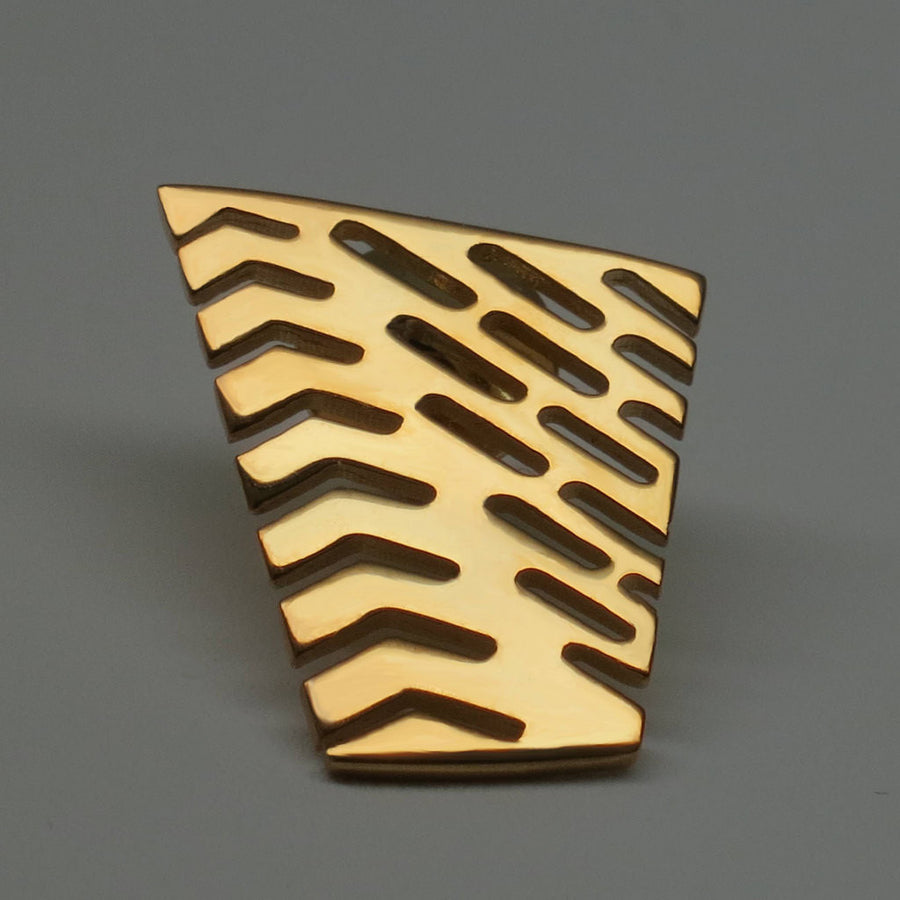 18K Gold Vermeil Large Abstract I Lapel Tie Pin Brooch 1 inch High - Michele Benjamin - Jewelry Design Fine Jewelry - Pins