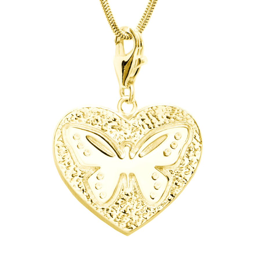 18K Gold Plated Sterling Butterfly Heart Charm Necklace 18 in. L - Michele Benjamin - Jewelry Design Fine Jewelry Necklaces - Vermeil