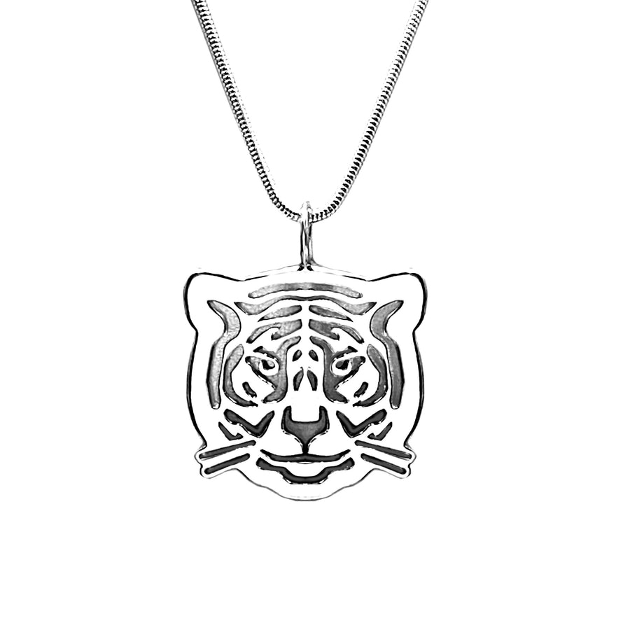 Sterling Silver Tiger Pendant Necklace 18 in. L - Michele Benjamin - Jewelry Design Fine Jewelry Necklaces - Sterling Silver