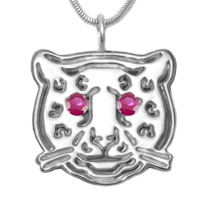 Sterling Silver Ruby Leopard Pendant Necklace [Lab Grown] - Michele Benjamin - Jewelry Design Fine Jewelry Necklaces - Sterling Silver