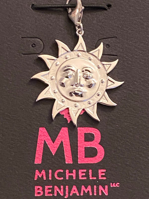 Sun Face Visage Soleil Sterling Silver Charm Necklace 18 in. L - Michele Benjamin - Jewelry Design Fine Jewelry Charms - Sterling Silver
