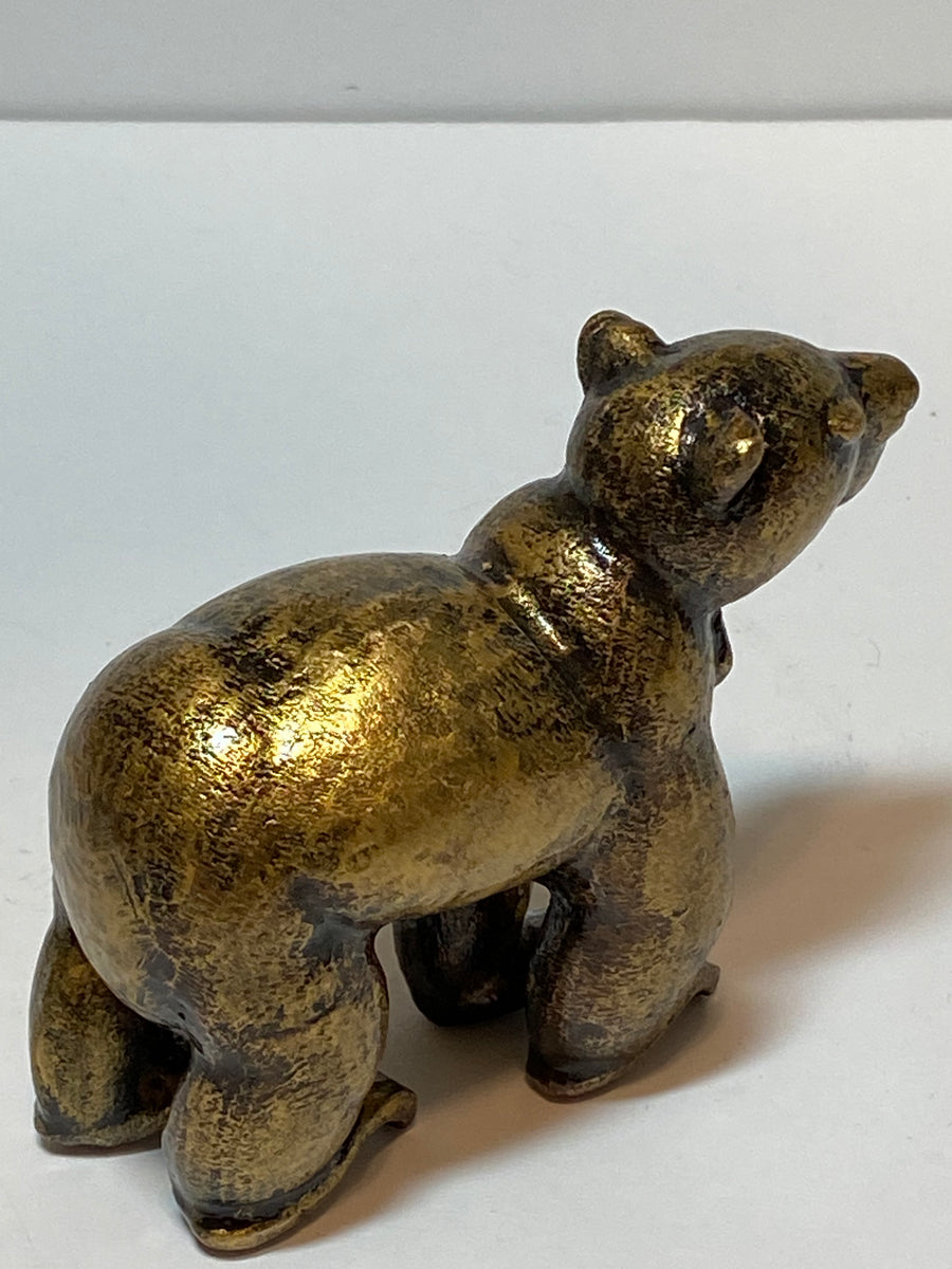 Sun Bear Wildlife Small Bronze Art Sculpture, rear side view