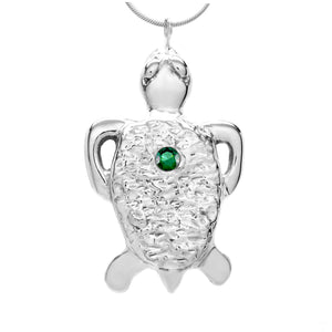 Sterling Silver Emerald Tortoise Pendant Necklace 18 Inch - Michele Benjamin - Jewelry Design Fine Jewelry Necklaces - Sterling Silver