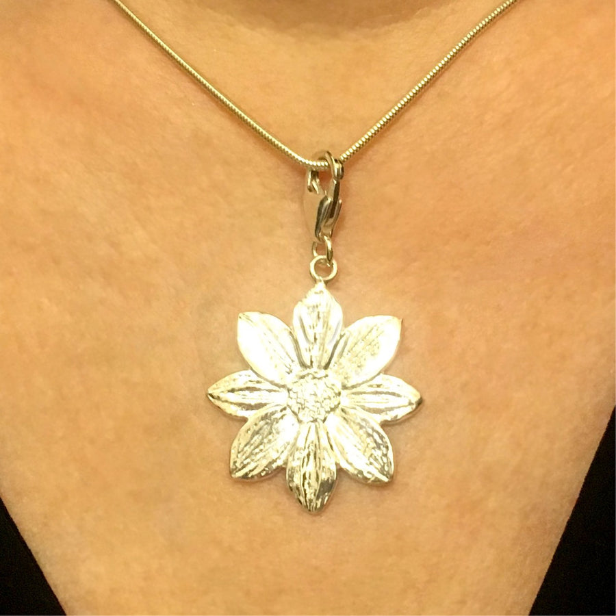18K Gold Plated Sterling Silver Mystic Illusion Dahlia Charm Necklace - Michele Benjamin - Jewelry Design Fine Jewelry Charms - Vermeil