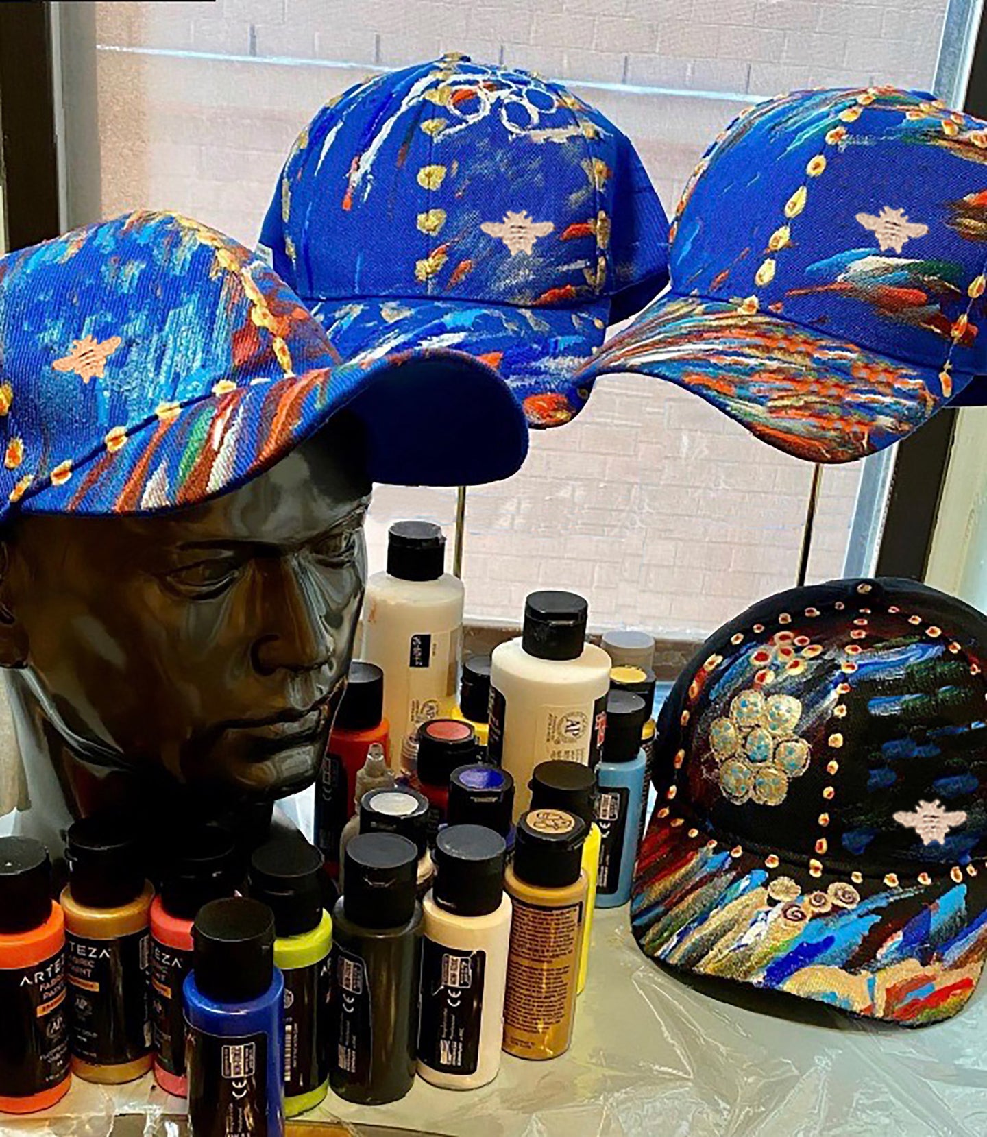 Headwear, Caps, Hats, Embroidered Hand Painted