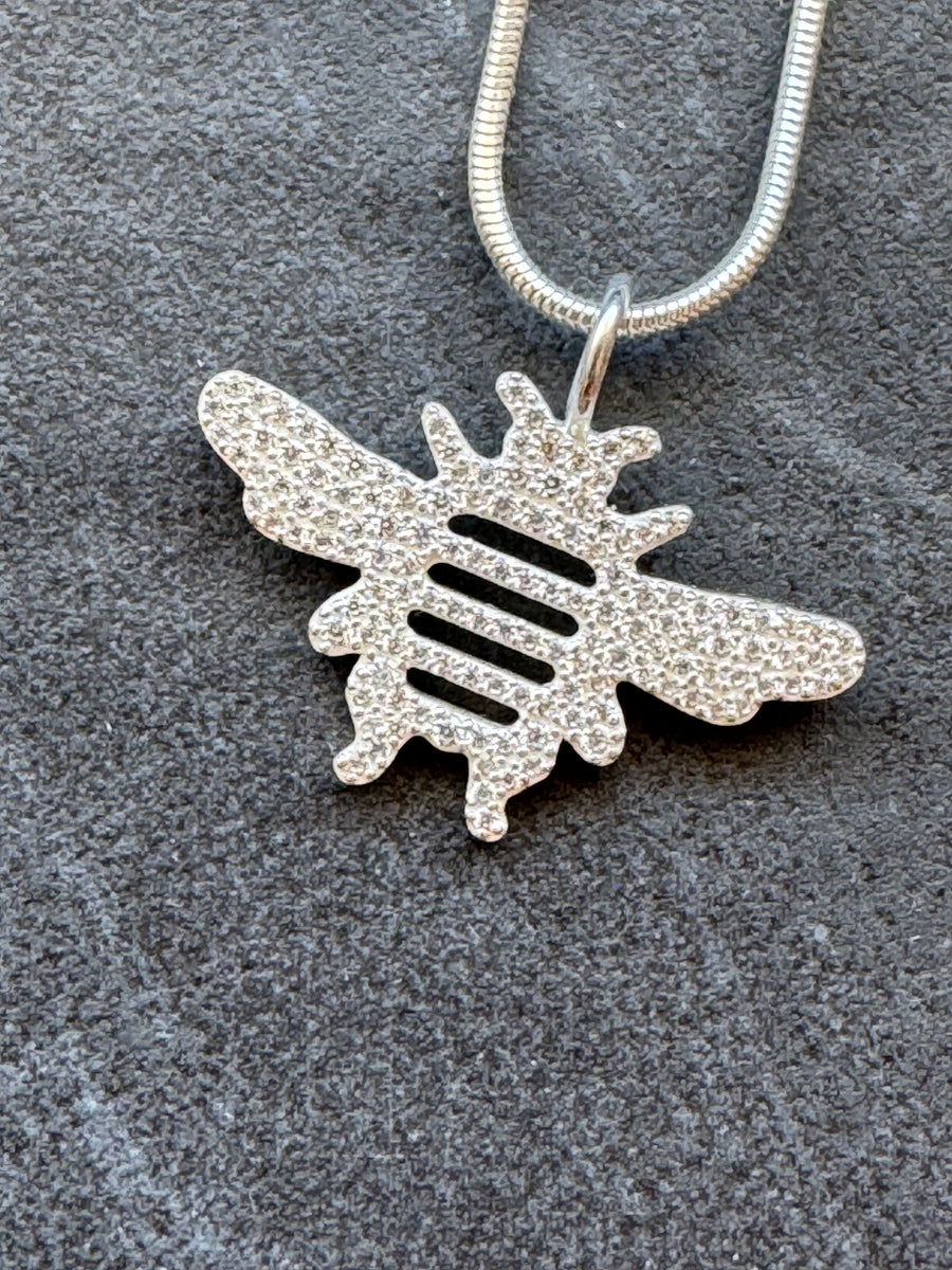 Michele Benjamin CZ Pavé Sterling Silver Bee Pendant Necklace