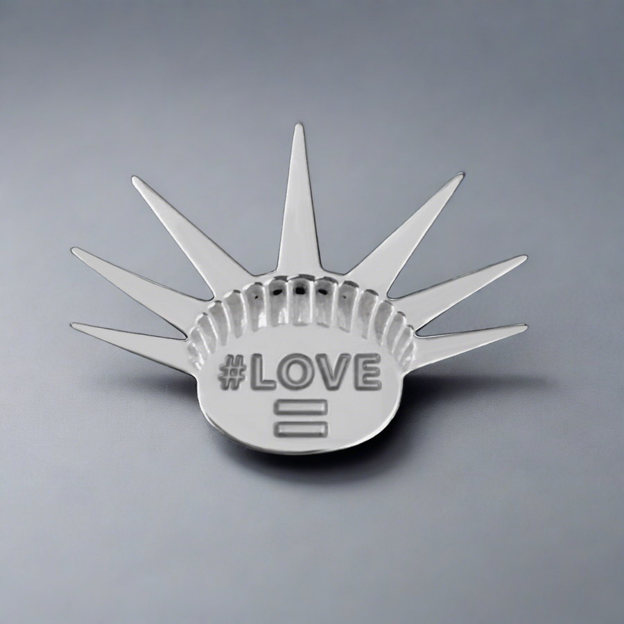 Love Equals Liberty Crown Sterling Silver Activist Gender Neutral Jewelry Lapel Pin Brooch - Michele Benjamin - Jewelry Design