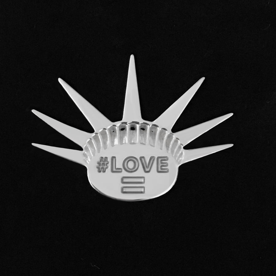 Love Equals Liberty Crown Sterling Silver Activist Gender Neutral Jewelry Lapel Pin Brooch  Media 7 of 8