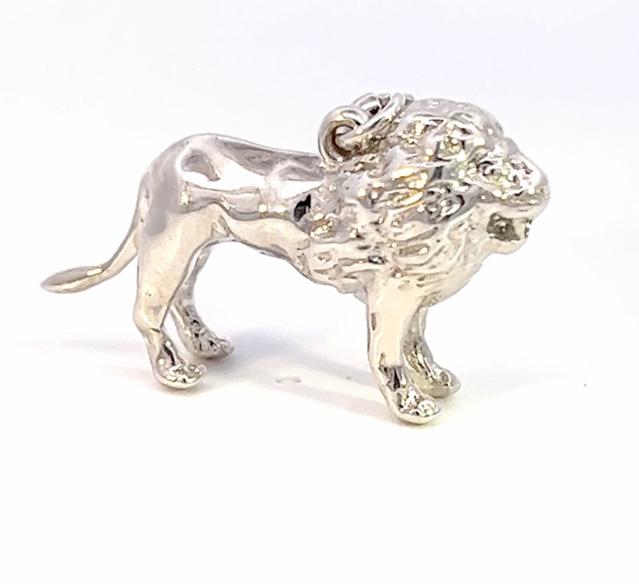 Michele Benjamin Lion Charm  Rhodium Plated White Brass S2132CH profile detail closeup