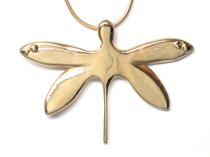 18K Gold Vermeil Dragonfly Pendant Necklace Sculptural Handcrafted 18L - Michele Benjamin - Jewelry Design Fine Jewelry Necklaces - Vermeil
