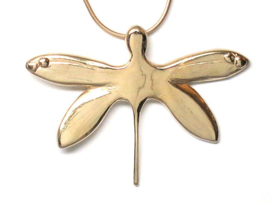 18K Gold Plated Bronze Dragonfly Pendant Necklace 18L - Michele Benjamin - Jewelry Design Fashion Jewelry Necklaces - No Gemstones