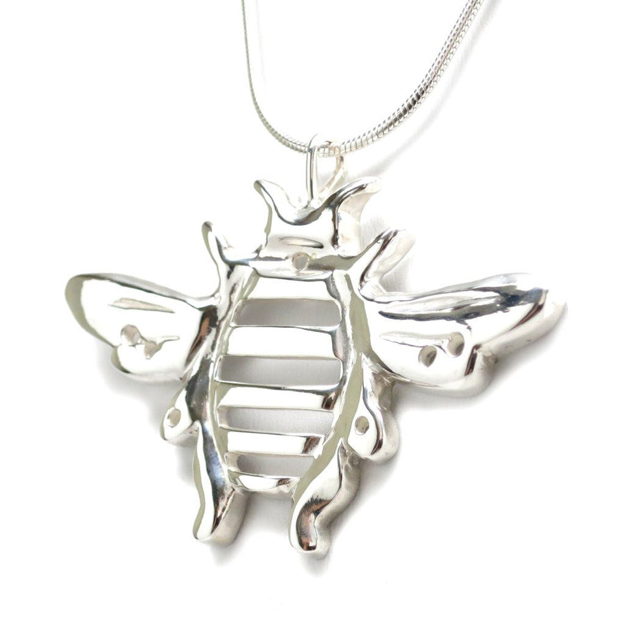 Sterling Silver Bumblebee Pendant Necklace 18 in. L - Michele Benjamin - Jewelry Design Fine Jewelry Necklaces - Sterling Silver