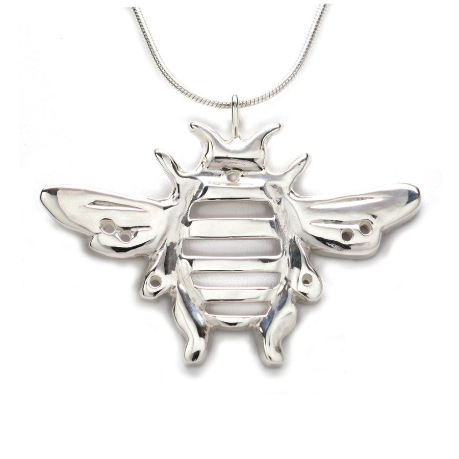 Bumble Bee Pendant Necklace Silver Plated Crystal 18
