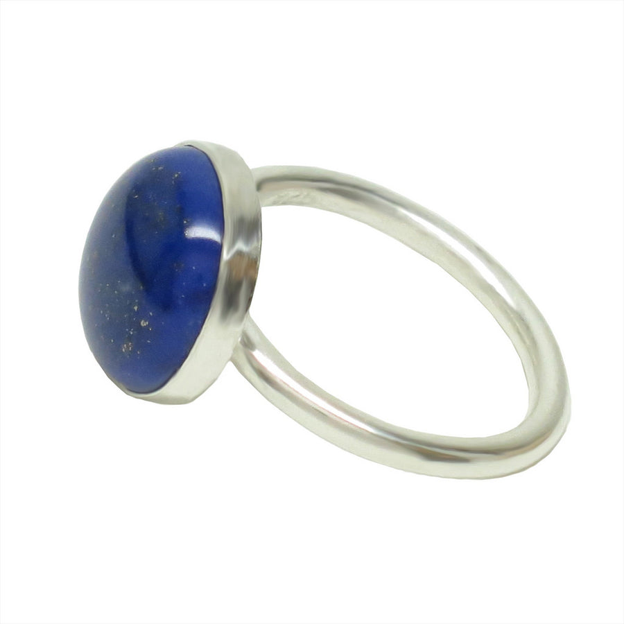 Sterling Silver Lapis Lazuli Round Cabochon Ring Size 7 - Michele Benjamin - Jewelry Design Fine jewelry - Rings