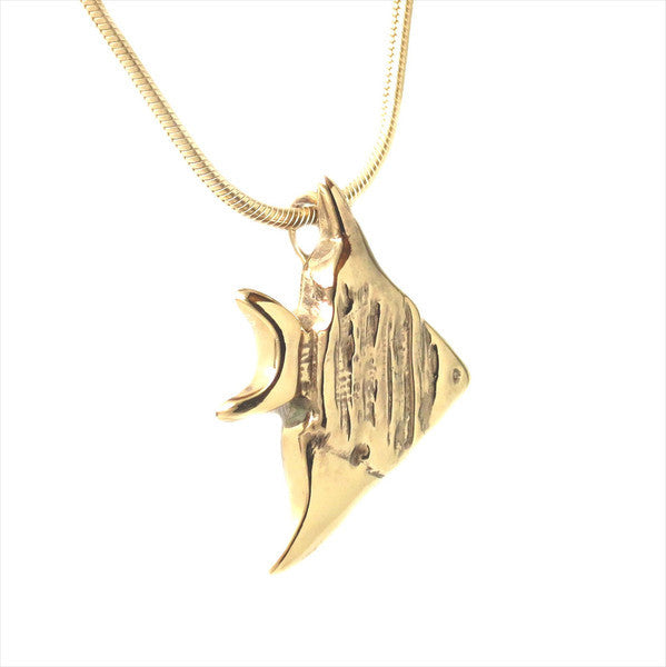 18K Gold Plated Sterling Silver Angelfish Pendant Necklace 18L - Michele Benjamin - Jewelry Design Fine Jewelry Necklaces - Vermeil