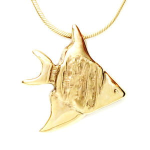 18K Gold Plated Sterling Silver Angelfish Pendant Necklace 18L - Michele Benjamin - Jewelry Design Fine Jewelry Necklaces - Vermeil