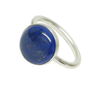Sterling Silver Lapis Lazuli Round Cabochon Ring Size 6.5 - Michele Benjamin - Jewelry Design Fine jewelry - Rings
