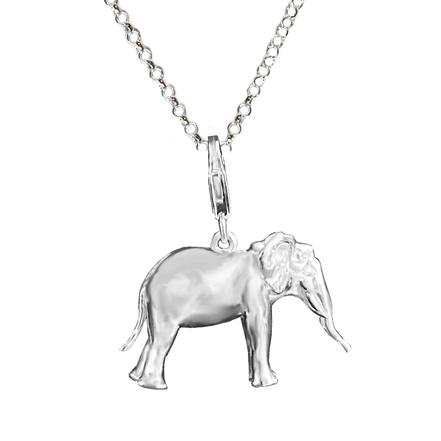 Sterling Silver 3D Elephant Charm Necklace, 36 in. L - Michele Benjamin - Jewelry Design Fine Jewelry Charms - Sterling Silver
