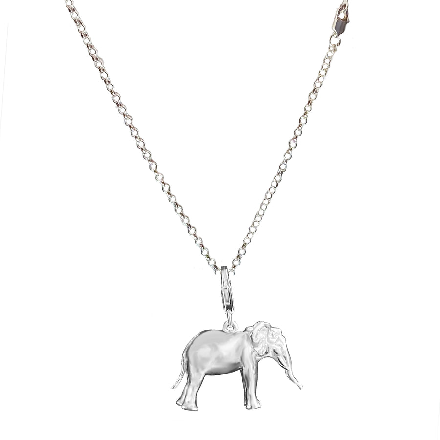 Sterling Silver 3D Elephant Charm Necklace, 36 in. L - Michele Benjamin - Jewelry Design Fine Jewelry Charms - Sterling Silver