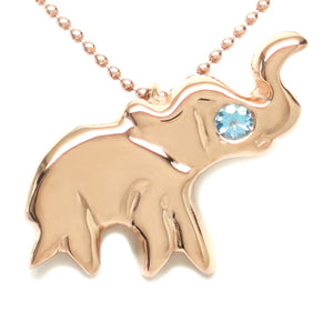 18K Rose Gold Vermeil London Blue Topaz Elephant Necklace 16