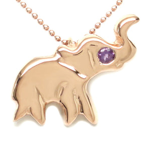 18K Rose Gold Plated Sterling Silver Amethyst Elephant Necklace 16