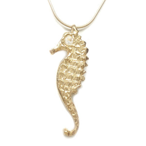 18K Gold Plated White Topaz Seahorse Necklace 2 3/4 in L - Michele Benjamin - Jewelry Design Fine Jewelry Necklaces - Vermeil