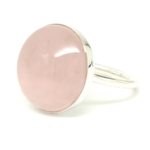 Sterling Silver Rose Quartz Round Cabochon Ring - 7 - Michele Benjamin - Jewelry Design Fine jewelry - Rings