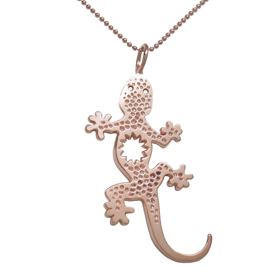 18K Rose Gold Plated Sterling Silver Large Sun Lizard Gecko Necklace - Michele Benjamin - Jewelry Design Fine Jewelry Necklaces - Vermeil