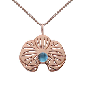 18K Rose Gold Plated Sterling Silver Blue Topaz Orchid Necklace - Michele Benjamin - Jewelry Design Fine Jewelry Necklaces - Vermeil