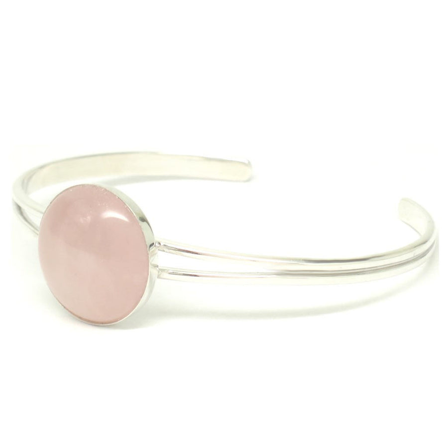 Sterling Silver Rose Quartz Cuff Statement Bracelet - Michele Benjamin - Jewelry Design Fine Jewelry Bracelets - Sterling Silver