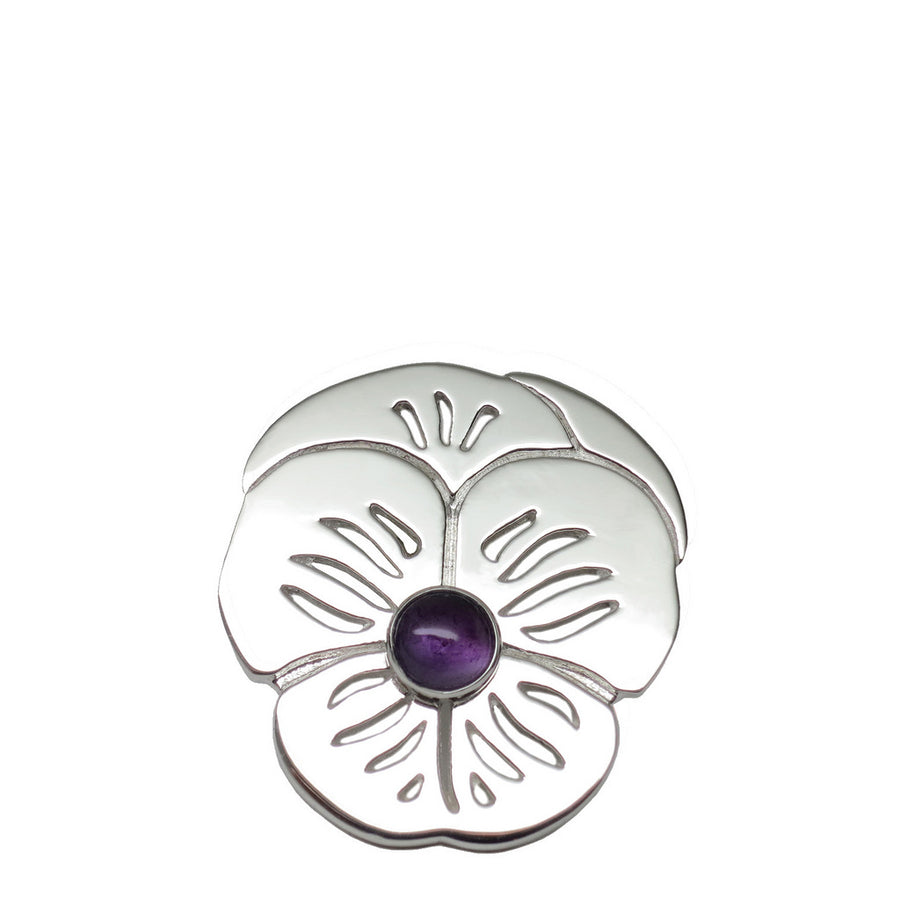 Sterling Silver Amethyst "Purple Pansy" Suffragette Pin AAA Natural - Michele Benjamin - Jewelry Design Fine Jewelry - Pins