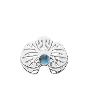 Sterling Silver Swiss Blue Topaz Orchid Lapel Pin Brooch Men's Women's - Michele Benjamin - Jewelry Design Fine Jewelry - Pins