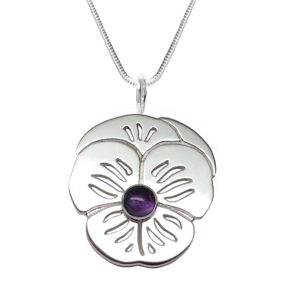 Sterling Silver Amethyst "Purple Pansy" Pendant Necklace AAA Natural - Michele Benjamin - Jewelry Design Fine Jewelry Necklaces - Sterling Silver