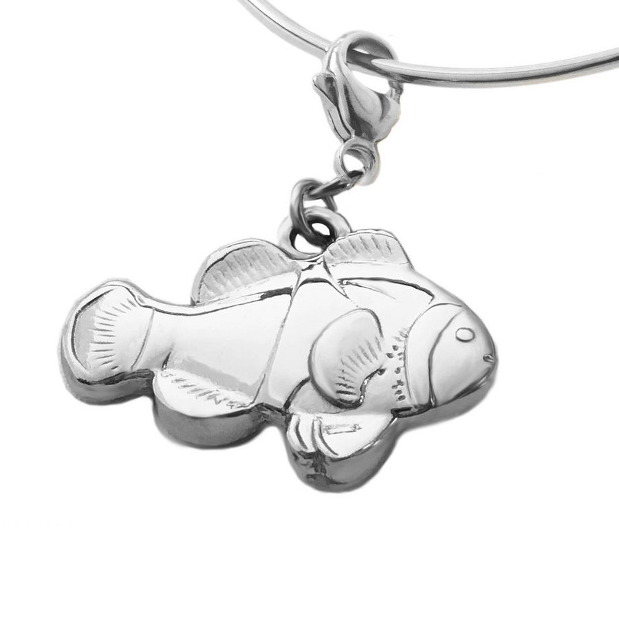 Rhodium Plated White Brass Clownfish Charm Necklace - Michele Benjamin - Jewelry Design Fashion Accessories - White Brass