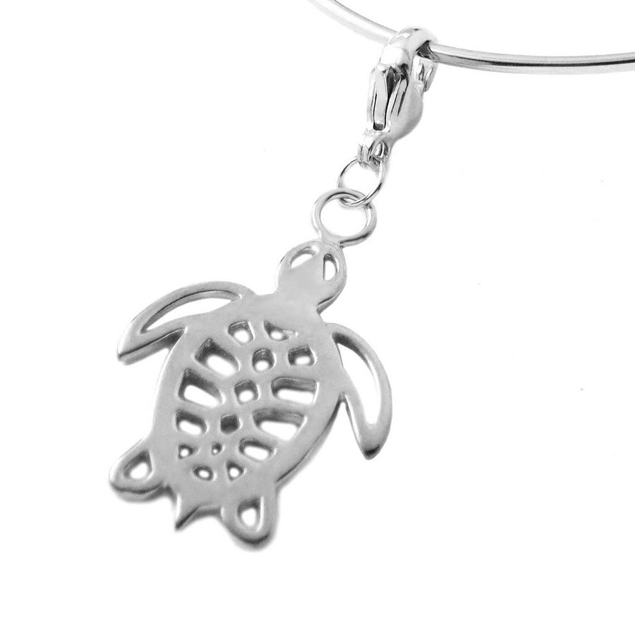 Sea Turtle Charm Necklace Rhodium Plated White Brass - Michele Benjamin - Jewelry Design Fashion Jewelry - White Brass