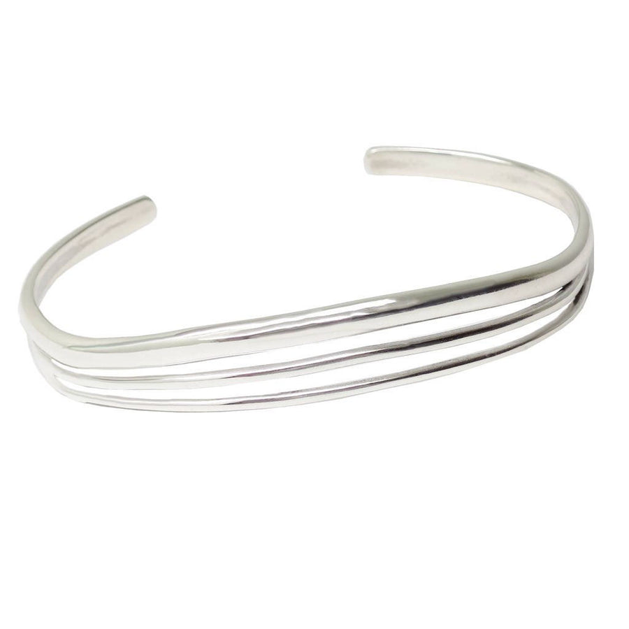 Sterling Silver Linear Cuff Bracelet One Size Fits All - Michele Benjamin - Jewelry Design Fine Jewelry Bracelets - Sterling Silver