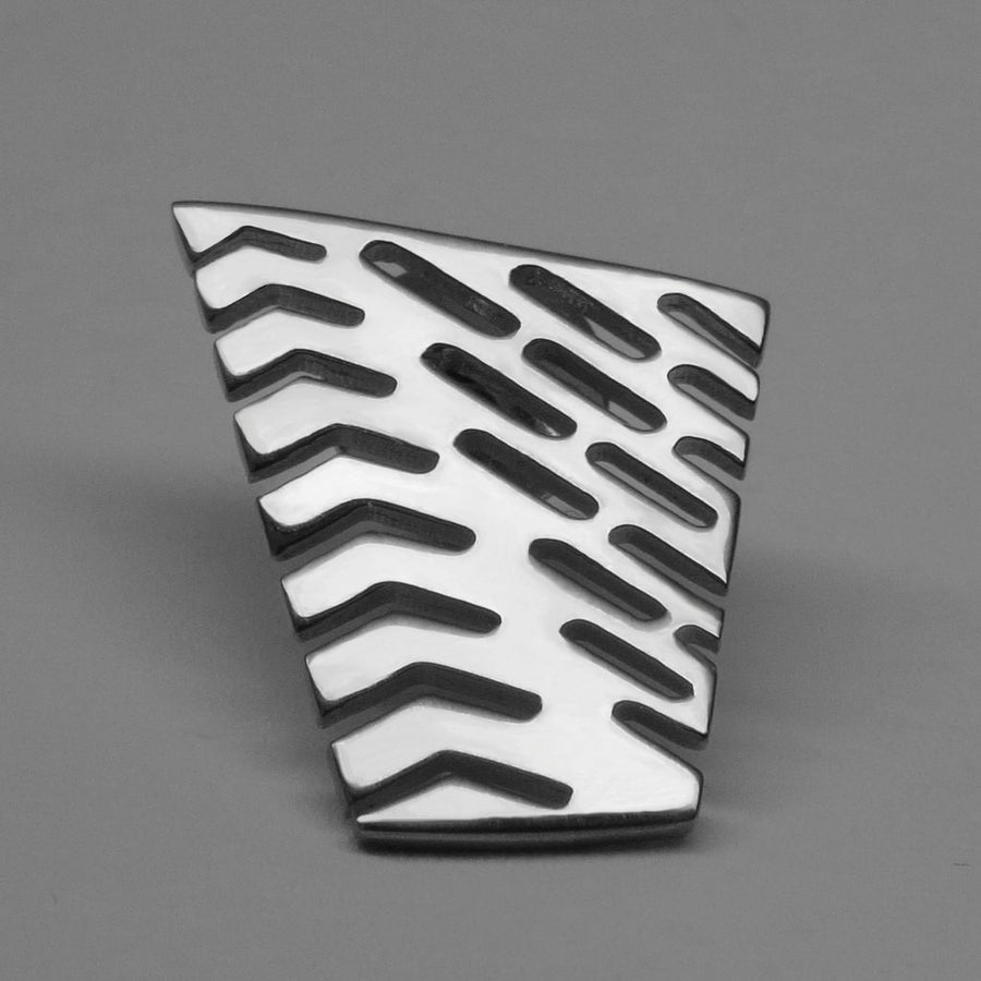 Sterling Silver Large Abstract I Lapel Tie Pin Brooch Men's Women's - Michele Benjamin - Jewelry Design Fine Jewelry - Pins