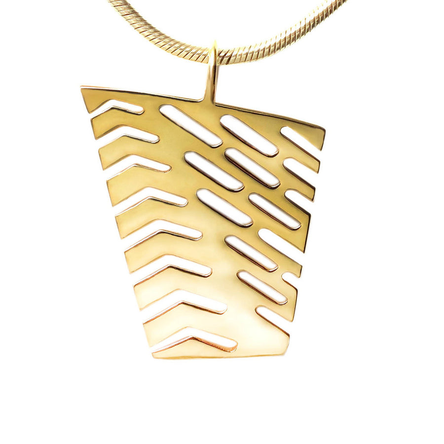 18K Gold Vermeil Large Abstract I Pendant Necklace 1 inch High - Michele Benjamin - Jewelry Design Fine Jewelry Necklaces - Vermeil