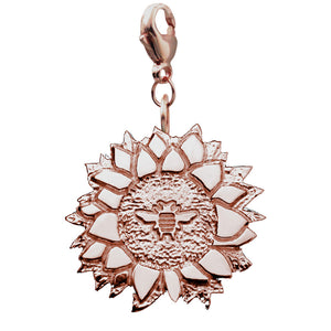 18K Rose Gold Vermeil Bee on a Sunflower Charm Necklace - Michele Benjamin - Jewelry Design Fine Jewelry Charms - Vermeil