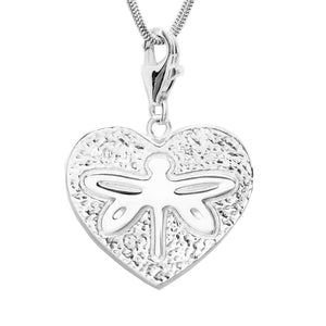 Sterling Silver Dragonfly Heart Charm Necklace 18 in. L - Michele Benjamin - Jewelry Design Fine Jewelry Charms - Sterling Silver
