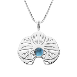 Sterling Silver Blue Topaz Orchid Pendant Necklace - Michele Benjamin - Jewelry Design Fine Jewelry Necklaces - Sterling Silver