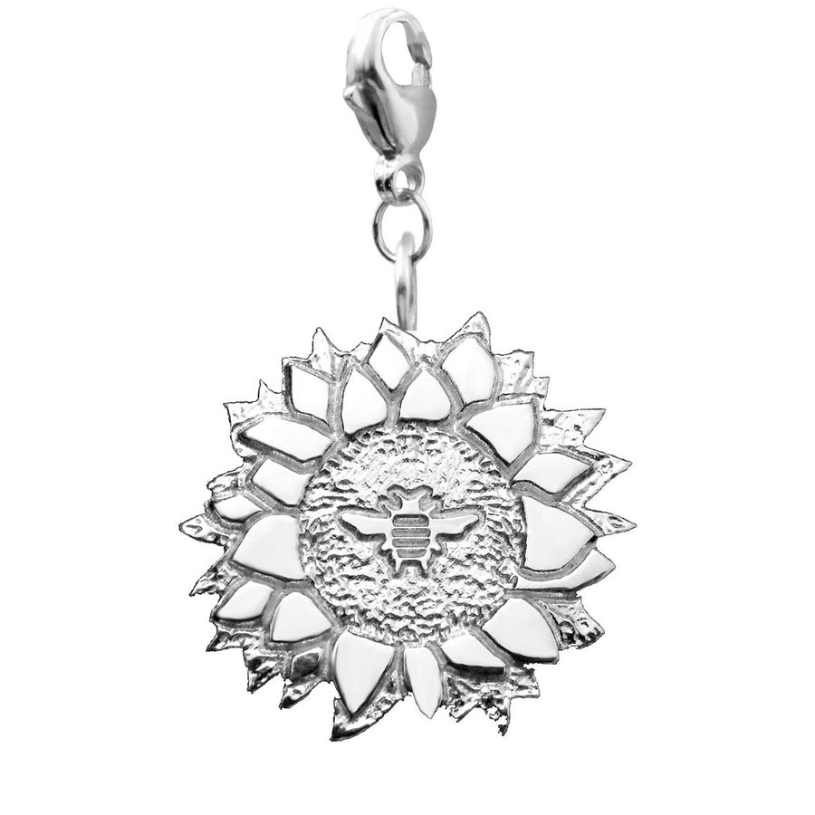 Sterling Silver Bee with Sunflower Charm Necklace 18 in. - Michele Benjamin - Jewelry Design Fine Jewelry Necklaces - Sterling Silver