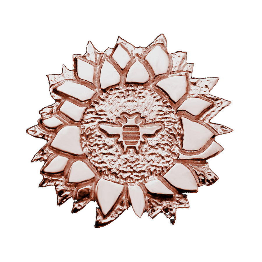 18K Rose Gold Plated Sterling Silver Sunflower Bee Brooch Lapel Pin - Michele Benjamin - Jewelry Design Fine Jewelry - Pins