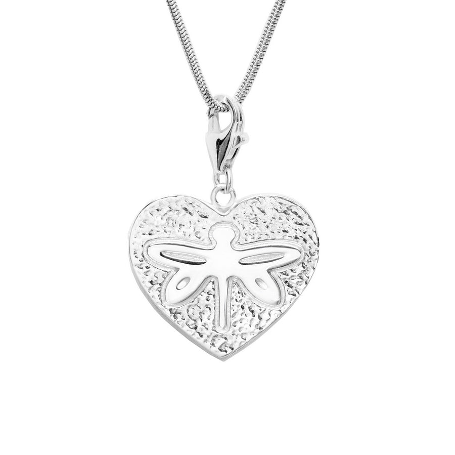 Sterling Silver Dragonfly Heart Charm Necklace 18 in. L - Michele Benjamin - Jewelry Design Fine Jewelry Charms - Sterling Silver