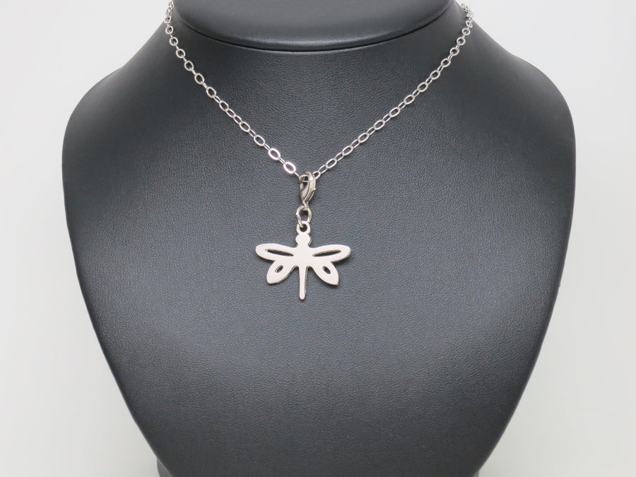 Rhodium Plated Dragonfly Charm Necklaces 18 L - Michele Benjamin - Jewelry Design Fashion Jewelry - White Brass