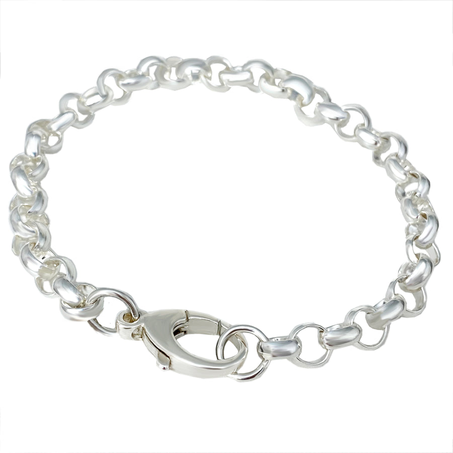 Sterling Silver Chain Link Charm Bracelet 6.3mm, Standard Women's Adult Size 7.5