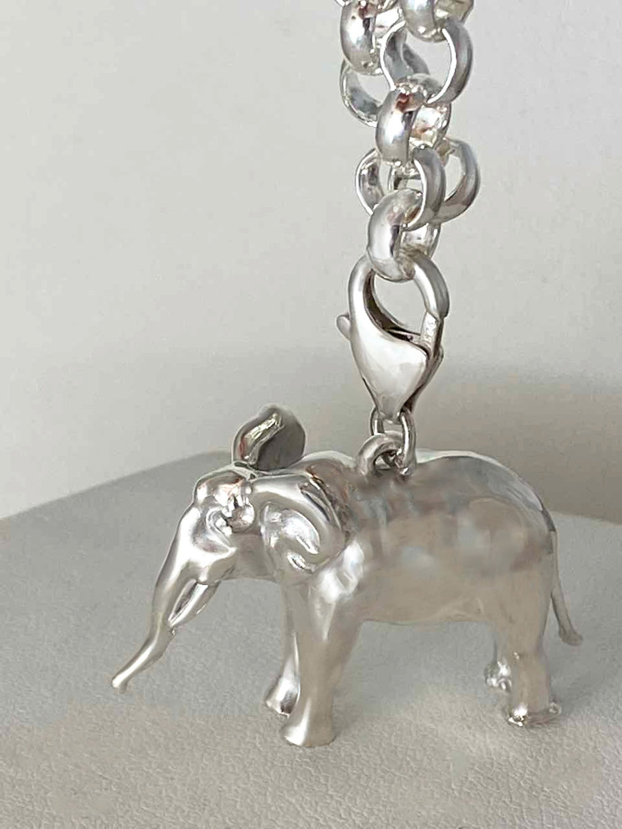 Sterling Silver 3D Elephant Charm Necklace, 36 in. L - Michele Benjamin - Jewelry Design Fine Jewelry Charms - Sterling Silver