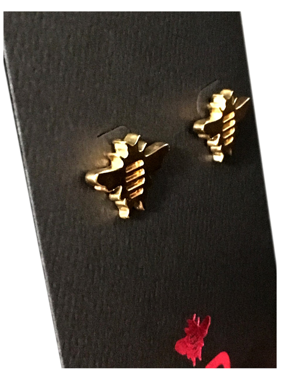 18K Gold Plated Sterling Silver Tiny Bee Dainty Earrings Studs - Michele Benjamin - Jewelry Design Fine Jewelry - Earrings - Vermeil
